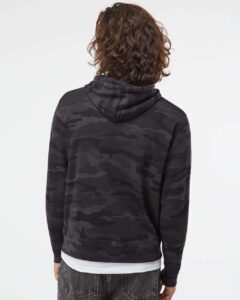 Independent Trading Co. AFX90UN Unisex Lightweight Hooded Sweatshirt – Black Camo (on model back)