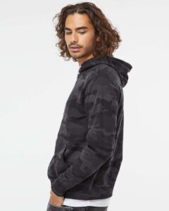 Independent Trading Co. AFX90UN Unisex Lightweight Hooded Sweatshirt – Black Camo (on model side)