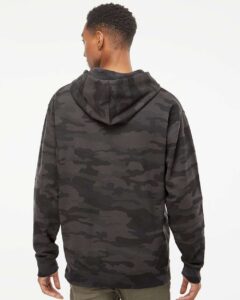 Independent Trading Co. SS4500 Unisex Midweight Hooded Sweatshirt – Black Camo (on model back)