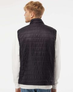 Independent Trading Co. EXP120PFV Men’s Puffer Vest – Black (on model back)