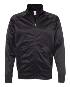 Independent Trading Co. EXP70PTZ Men’s Lightweight Poly-Tech Full-Zip Track Jacket – Black/ Black