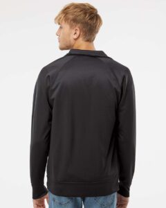 Independent Trading Co. EXP70PTZ Men’s Lightweight Poly-Tech Full-Zip Track Jacket – Black/ Black (on model back)