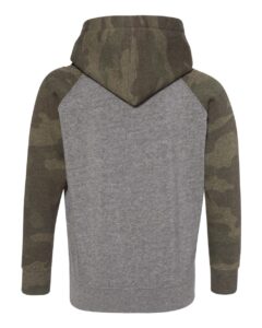 Independent Trading Co. PRM10TSB Toddler Special Blend Hooded Raglan Sweatshirt – Nickel Heather/ Forest Camo (back)