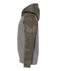 Independent Trading Co. PRM10TSB Toddler Special Blend Hooded Raglan Sweatshirt – Nickel Heather/ Forest Camo (side)