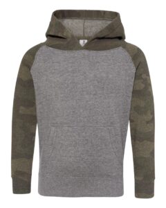 Independent Trading Co. PRM10TSB Toddler Special Blend Hooded Raglan Sweatshirt – Nickel Heather/ Forest Camo