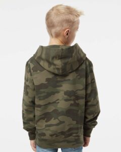 Independent Trading Co. SS4001Y Youth Midweight Hooded Sweatshirt – Forest Camo (on model back)