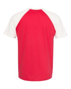 Next Level 3650 Unisex Cotton Raglan Tee – Natural/ Red (back)