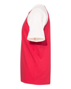 Next Level 3650 Unisex Cotton Raglan Tee – Natural/ Red (side)
