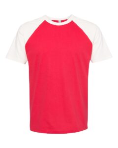 Next Level 3650 Unisex Cotton Raglan Tee – Natural/ Red