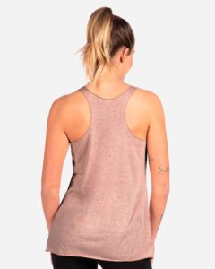 Next Level 6733 Women’s Triblend Racerback Tank – Desert Pink (on model back)