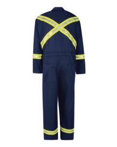 Bulwark CECT Men’s Classic Coverall with Reflective Trim – EXCEL FR – Navy/ Yellow Trim (back)