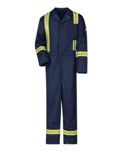 Bulwark CECT Men’s Classic Coverall with Reflective Trim – EXCEL FR – Navy/ Yellow Trim