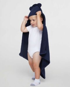 Rabbit Skins 1013 Terry Cloth Hooded Towel with Ears – Navy (on model)