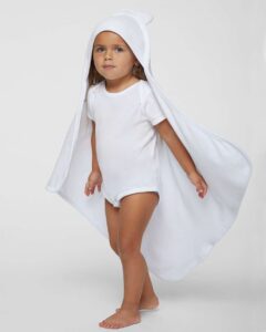 Rabbit Skins 1013 Terry Cloth Hooded Towel with Ears – White (on model)