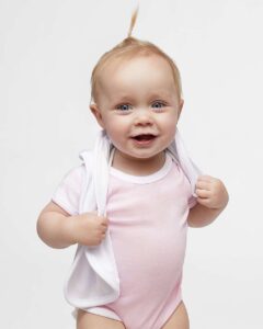 Rabbit Skins 1014 Infant Terry Burp Cloth – White (on model)