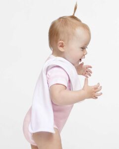 Rabbit Skins 1014 Infant Terry Burp Cloth – White (on model side)
