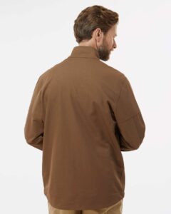 DRI DUCK 5327 Men’s Ace Woven Stretch Soft Shell Jacket – Field Khaki (on model back)