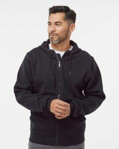 DRI DUCK 7040 Men’s Bateman Bonded Power Fleece 2.0 Full-Zip Jacket – Black (on model)