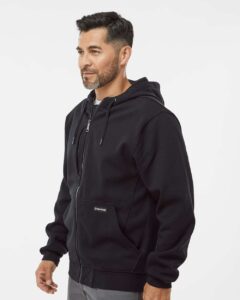 DRI DUCK 7040 Men’s Bateman Bonded Power Fleece 2.0 Full-Zip Jacket – Black (on model side)