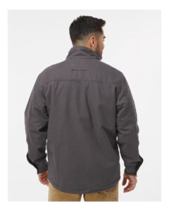 DRI DUCK 5037 Men’s Endeavor Canyon Cloth™ Canvas Jacket with Sherpa Lining – Charcoal (on model back)