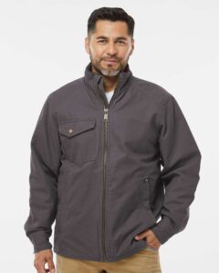 DRI DUCK 5037 Men’s Endeavor Canyon Cloth™ Canvas Jacket with Sherpa Lining – Charcoal (on model)
