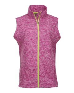 J. America 8625 Women’s Cosmic Fleece Vest – Magenta/ Neon Yellow