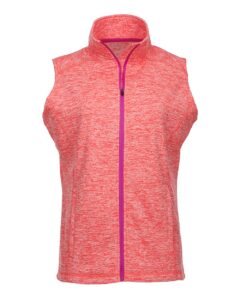 J. America 8625 Women’s Cosmic Fleece Vest – Fire Coral/ Magenta