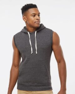 J. America 8877 Men’s Triblend Sleeveless Hooded Sweatshirt