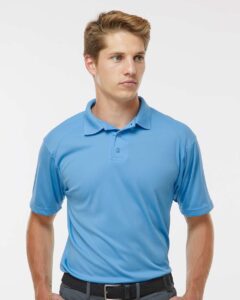 C2 Sport 5900 Men’s Utility Polo – Columbia Blue (on model)