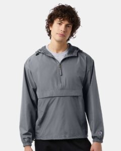 Champion CO200 Unisex Packable Anorak Jacket – Graphite (on model)