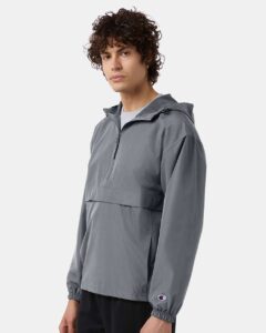 Champion CO200 Unisex Packable Anorak Jacket – Graphite (on model side)