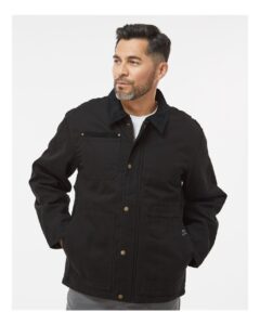 DRI DUCK 5091 Men’s Rambler Boulder Cloth Jacket – Black (on model)