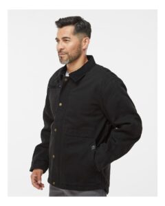DRI DUCK 5091 Men’s Rambler Boulder Cloth Jacket – Black (on model side)