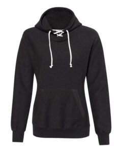 J. America 8694 Women’s French Terry Sport Lace Scuba Hooded Sweatshirt – Black
