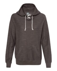 J. America 8694 Women’s French Terry Sport Lace Scuba Hooded Sweatshirt – Charcoal