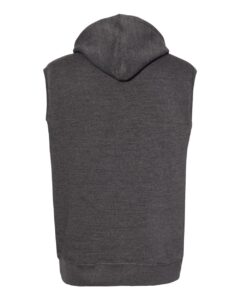 J. America 8877 Men’s Triblend Sleeveless Hooded Sweatshirt – Black Triblend (back)