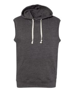 J. America 8877 Men’s Triblend Sleeveless Hooded Sweatshirt – Black Triblend