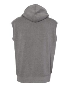 J. America 8877 Men’s Triblend Sleeveless Hooded Sweatshirt – Smoke Triblend (back)