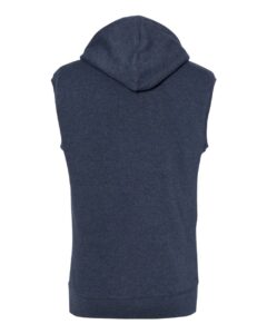 J. America 8877 Men’s Triblend Sleeveless Hooded Sweatshirt – True Navy Triblend (back)