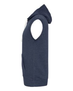 J. America 8877 Men’s Triblend Sleeveless Hooded Sweatshirt – True Navy Triblend (side)