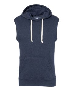 J. America 8877 Men’s Triblend Sleeveless Hooded Sweatshirt – True Navy Triblend