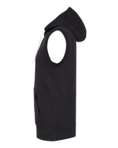 J. America 8877 Men’s Triblend Sleeveless Hooded Sweatshirt – Solid Black (side)