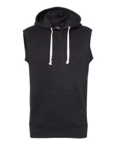 J. America 8877 Men’s Triblend Sleeveless Hooded Sweatshirt – Solid Black