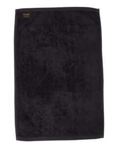 Q-Tees T200 Hemmed Hand Towel – Black (back)