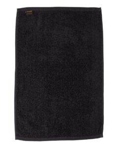 Q-Tees T300 Deluxe Hemmed Hand Towel – Black (back)