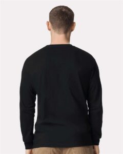 American Apparel 1304 Unisex Heavyweight Cotton Long Sleeve Tee – Black (on model back)