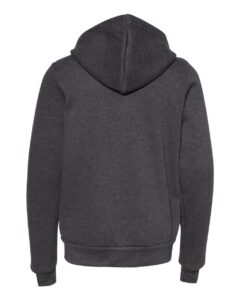BELLA + CANVAS 3739Y Youth Sponge Fleece Full-Zip Hoodie Sweatshirt – Dark Grey Heather (back)