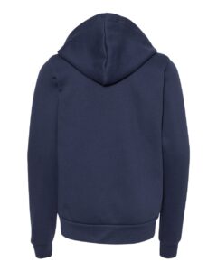 BELLA + CANVAS 3739Y Youth Sponge Fleece Full-Zip Hoodie Sweatshirt – Navy (back)