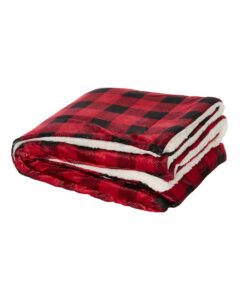 Alpine Fleece 8712 Micro Mink Sherpa Blanket – Red Buffalo (side)
