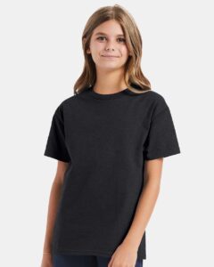 Hanes 5450 Youth Authentic T-Shirt – Charcoal Heather (on model)